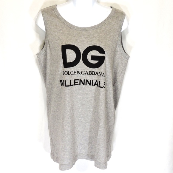 DOLCE & GABBANA 🇮🇹 WOMEN'S GREY COTTON SUMMER SLEEVELESS T-SHIRT - Picture 1 of 4